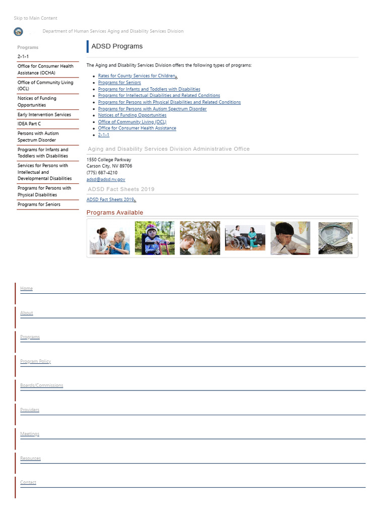 Nevada Aging and Disability Services Programs | PDF