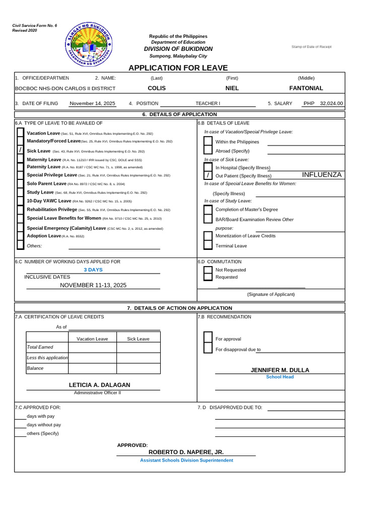 Civil Service Leave Application Form | PDF