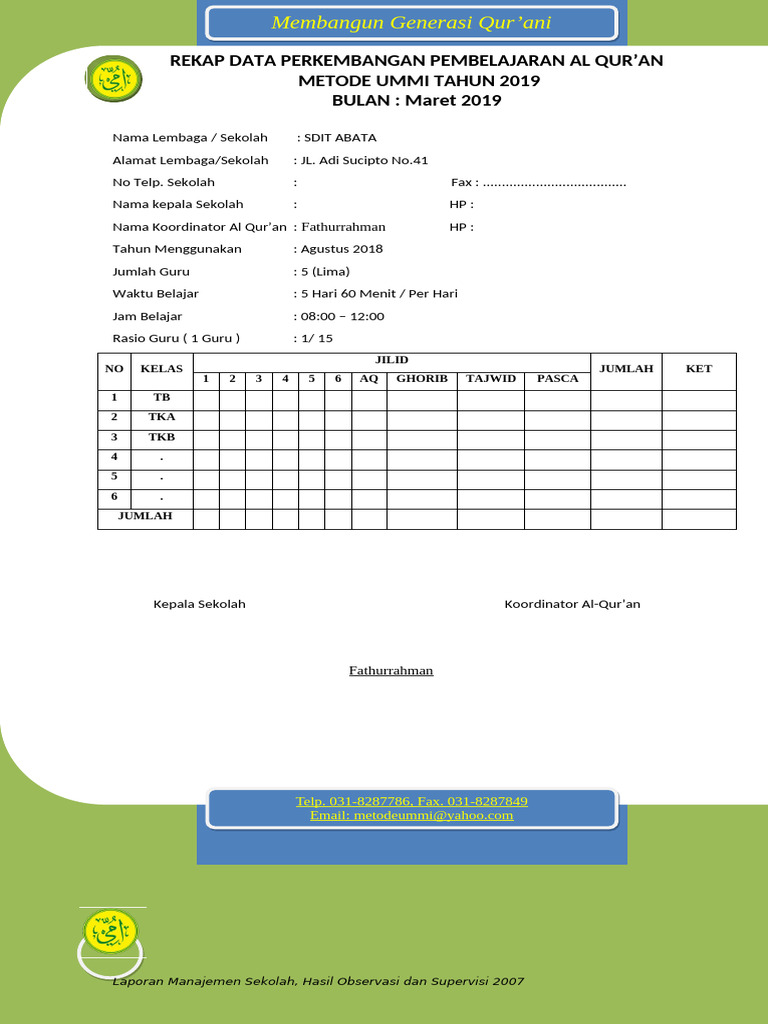 Rekap Data Perkembangan Siswa TK Pembina | PDF