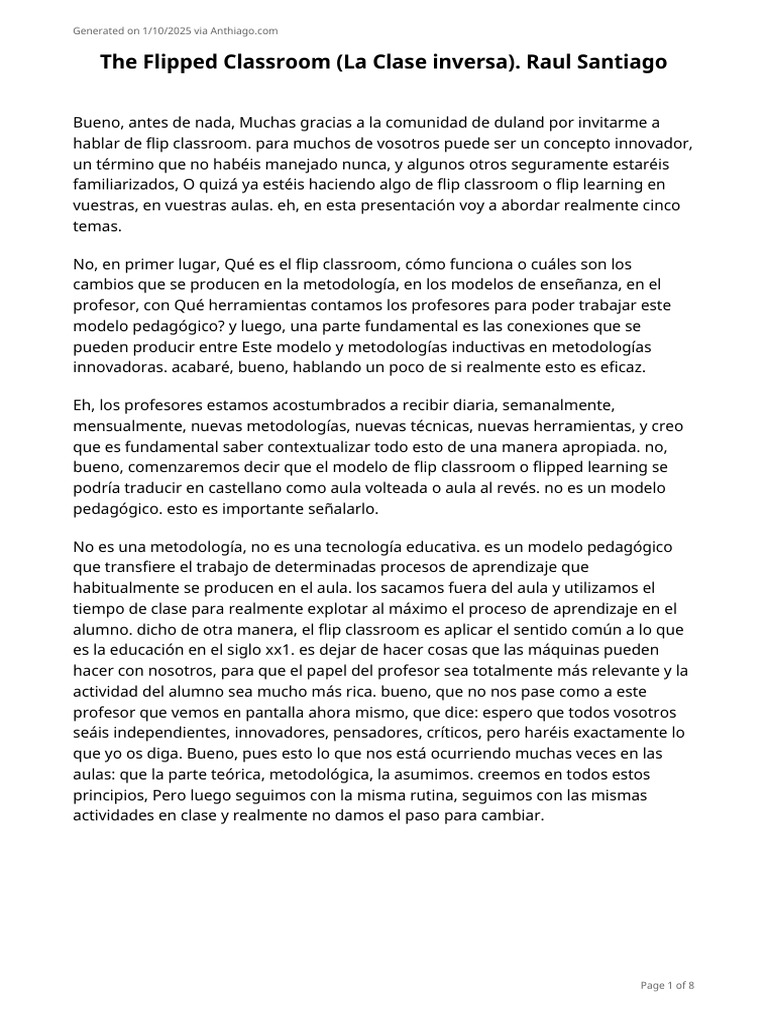 The Flipped Classroom La Clas-10-01-2025 | PDF | Maestros | Aprendizaje