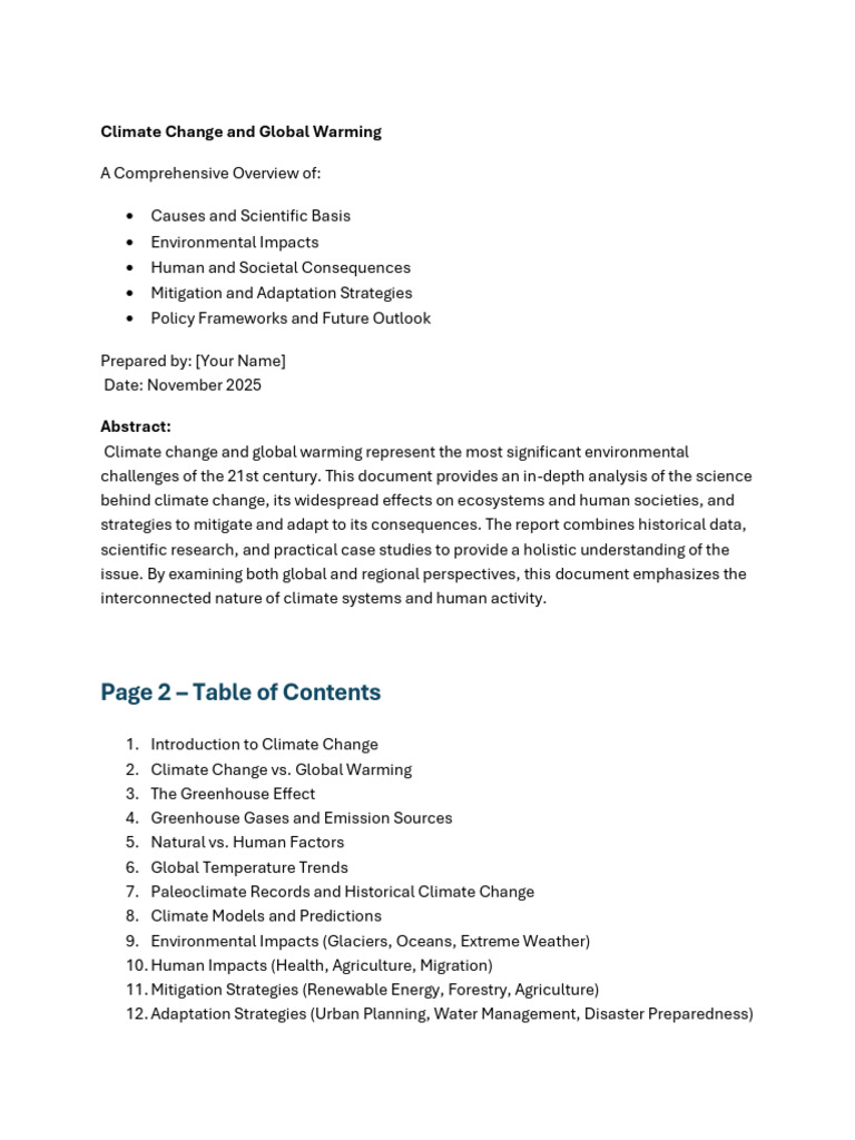 Climate Change and Global Warming | PDF | Climate Change | Climate ...