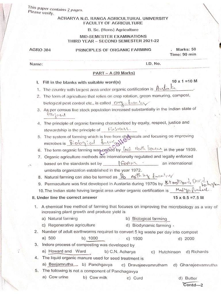 Agro 304 Mid Papers 2 | PDF