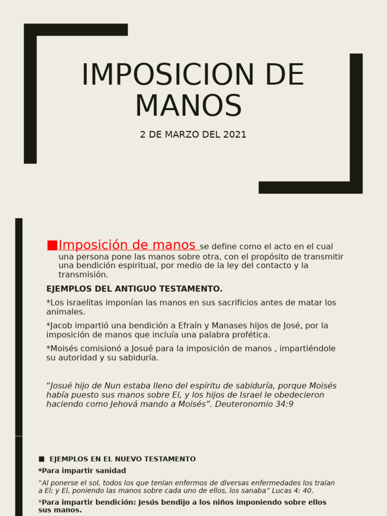 Imposición de Manos: Significado y Ejemplos | PDF