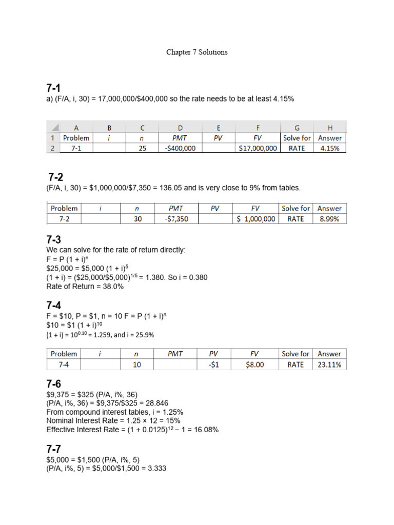 Chapter 7 Financial Solutions and Rates | PDF | Internal Rate Of Return ...