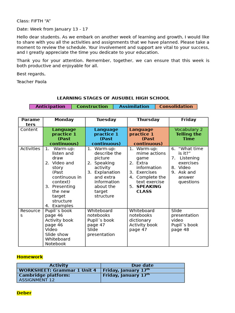 Weekly Learning Plan for Fifth Grade A | PDF | Linguistics | Chess Openings