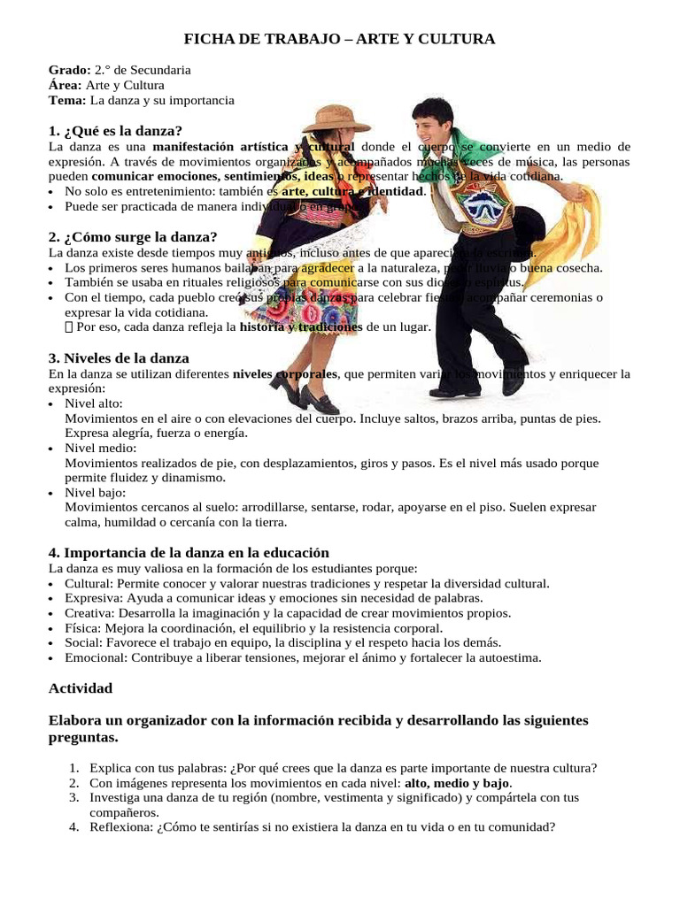 Importancia de la Danza en la Cultura | PDF | Bailes | Las emociones