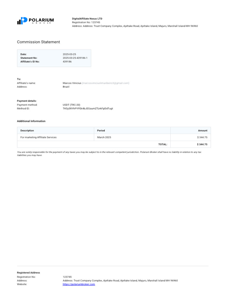 Commission Statement: Digitalaffiliate Nexus LTD | PDF