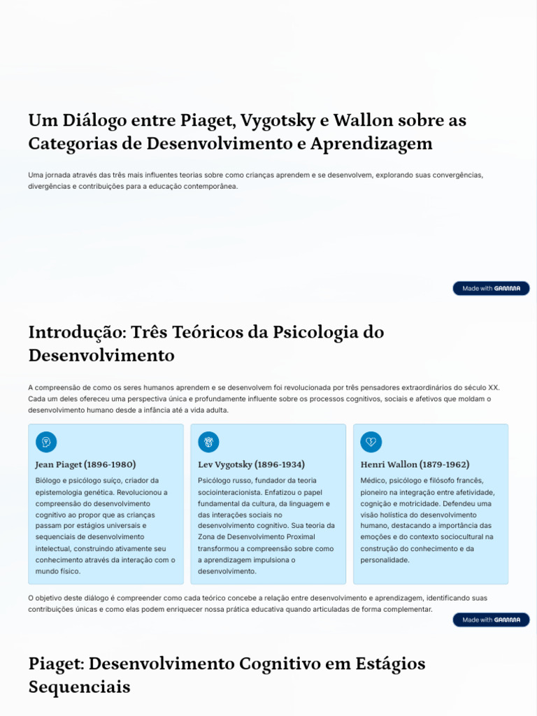 Teorias de Aprendizagem: Piaget, Vygotsky e Wallon | PDF | Aprendizado ...