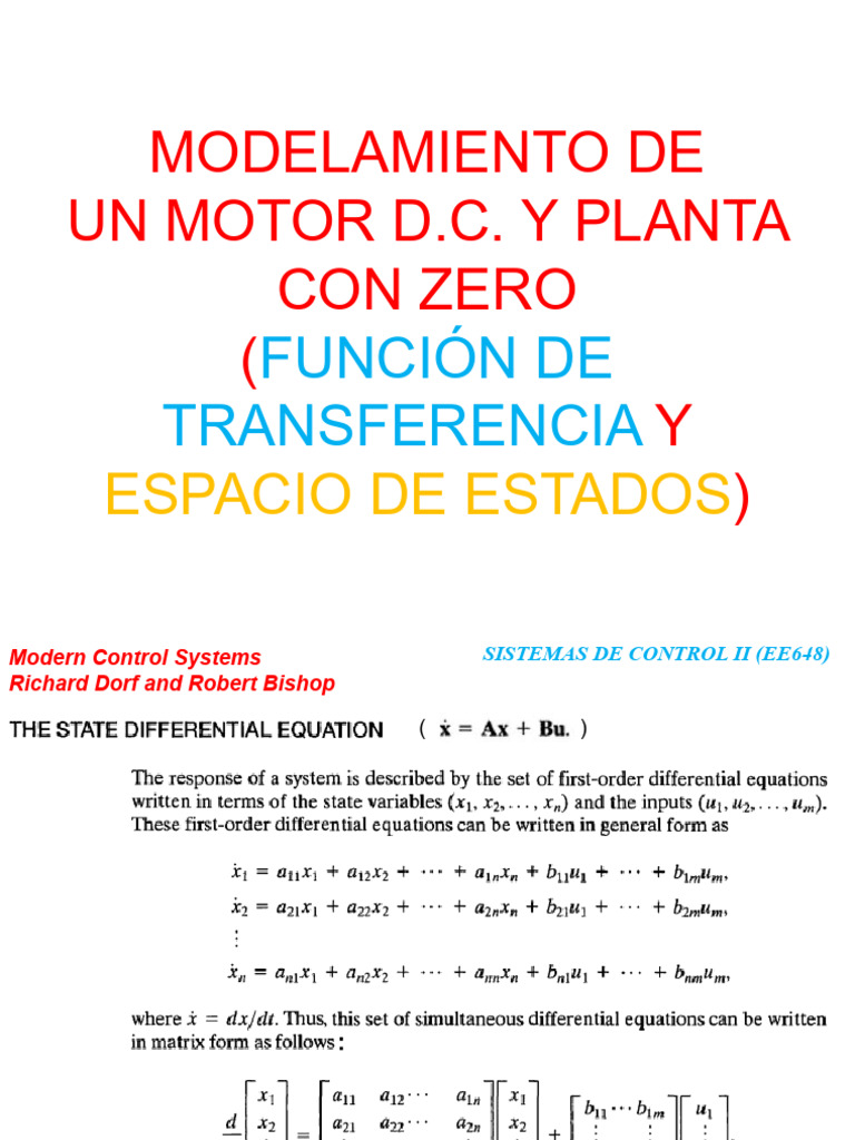 Modelamiento de Motor D.C. en Control | PDF | Matemáticas | Ingeniería ...