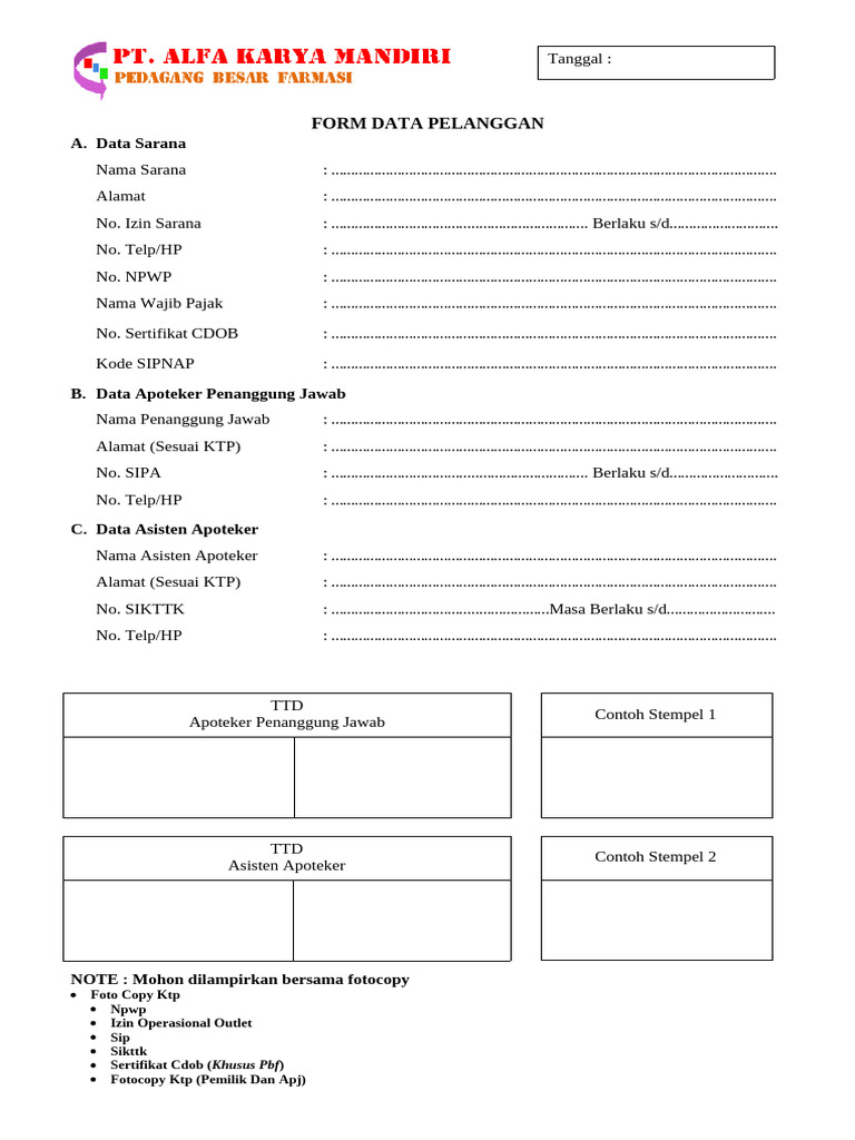 Form Data Pelanggan | PDF