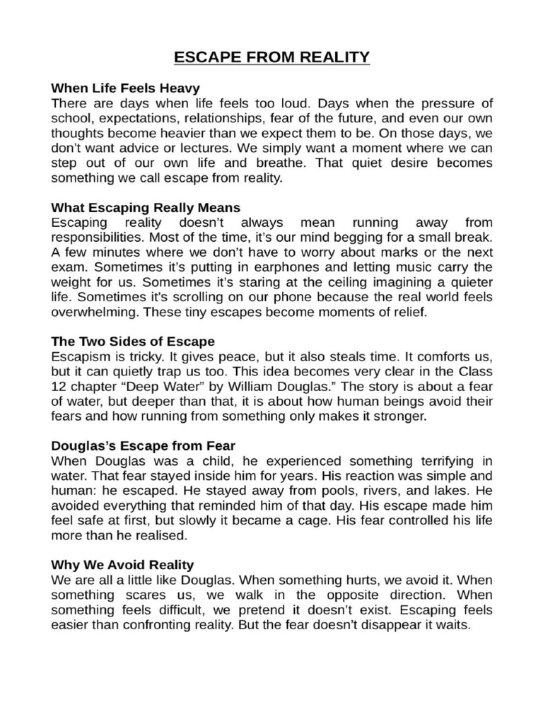 Understanding Escapism and Reality | PDF | Fear