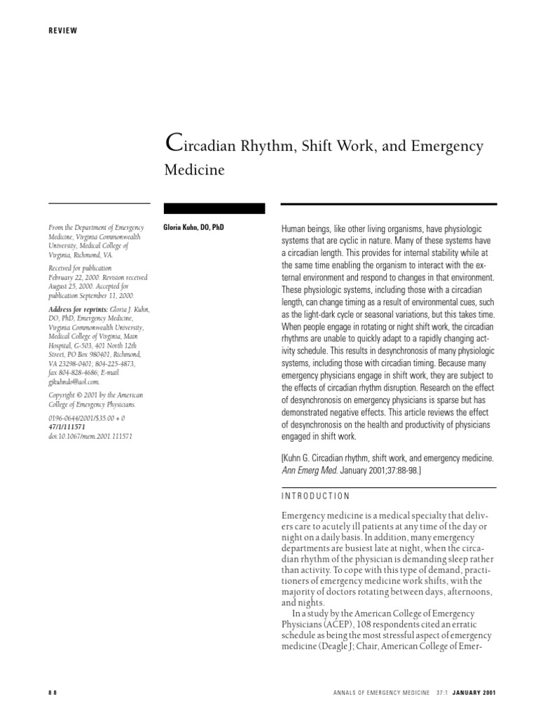 Circadian Rhythms and Shift Work Impact | PDF | Sleep | Shift Work