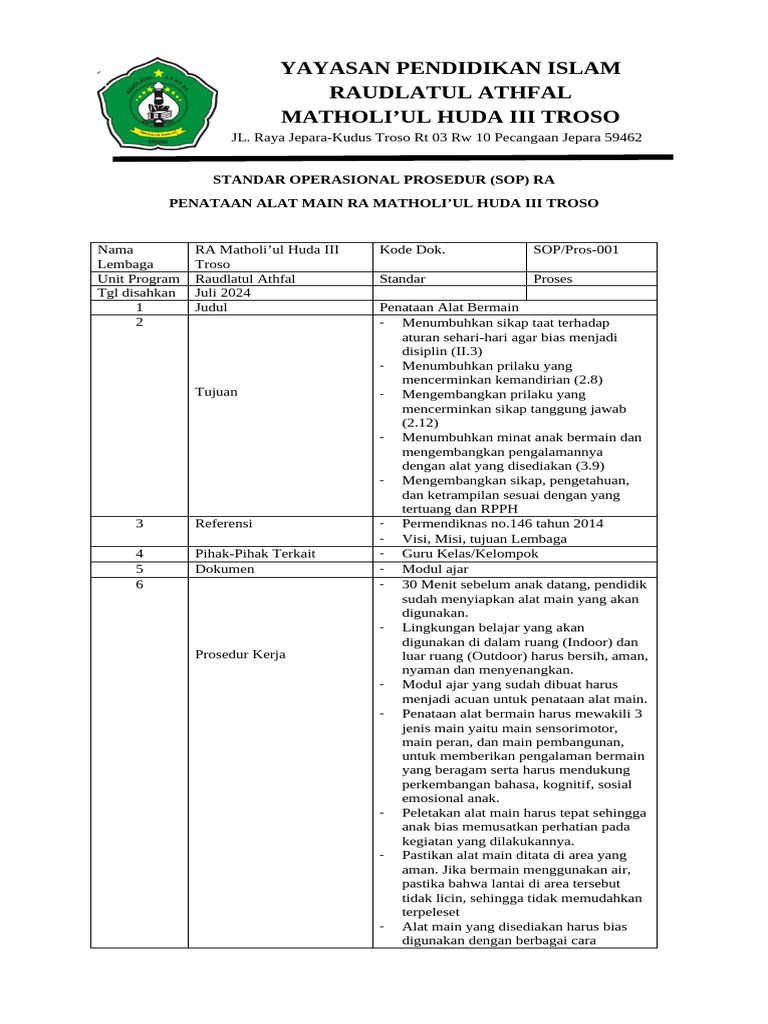 Lampiran Sop Ra MH III | PDF