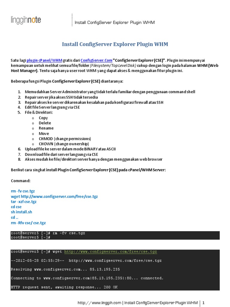 Install Config Server Explorer Plugin WHM | PDF | Komputer | Teknologi ...