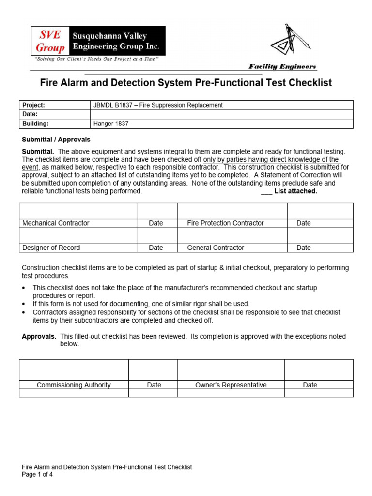 Fire Alarm System Test Checklist | PDF | Electrical Wiring | Electric Power