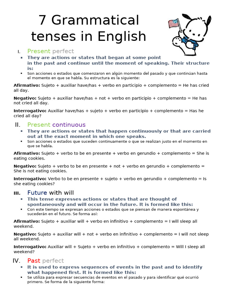 English Grammatical Tenses Explained | PDF | Linguistic Typology ...