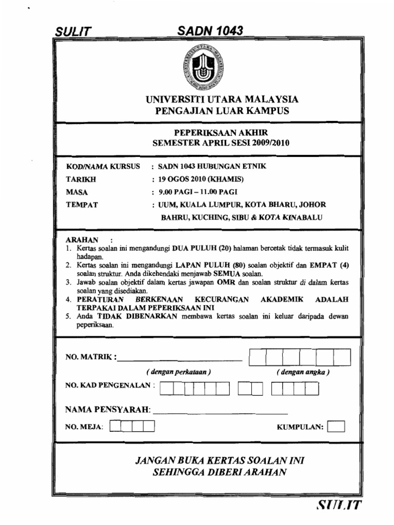 Soalan Dan Jawapan Hubungan Etnik - Modif 9