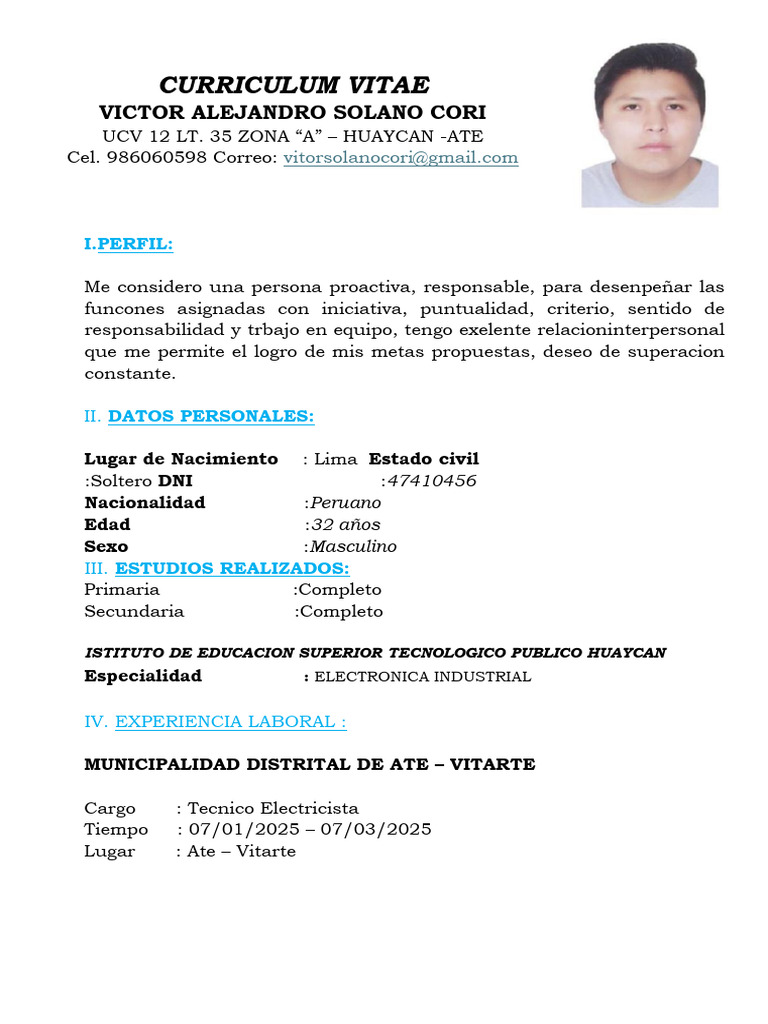 CV Victor Solano Cori | PDF