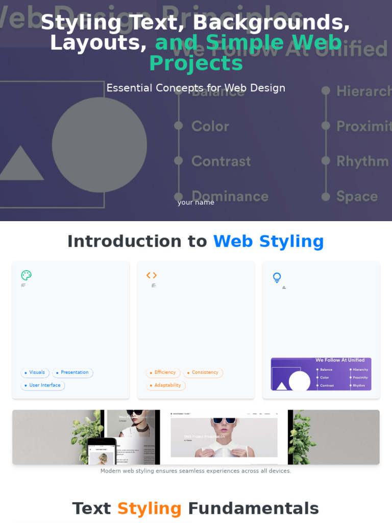 Web Design: Styling Basics & Principles | PDF | Page Layout | Typefaces