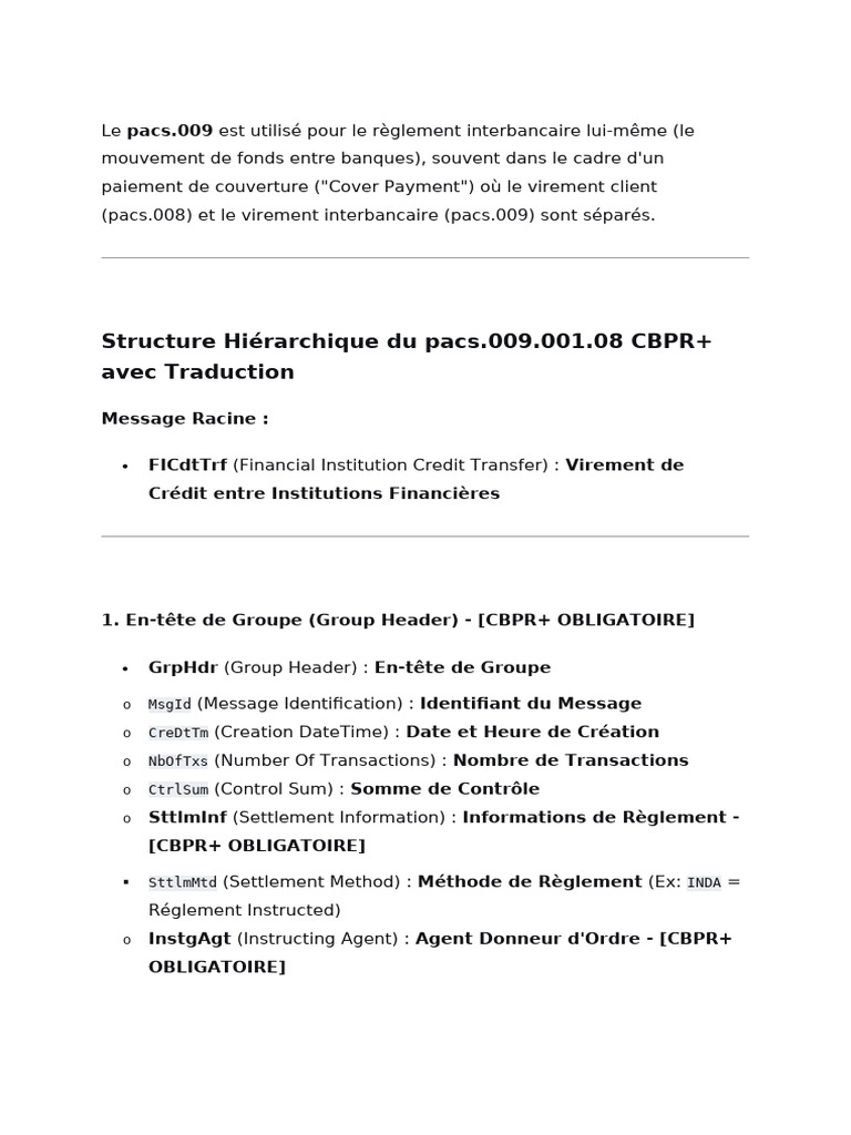 Format de message pacs.009 pour virements | PDF | Traductions | Banques