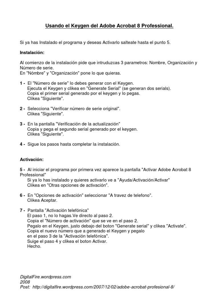 Keygen Adobe Acrobat 8 Pro PDF