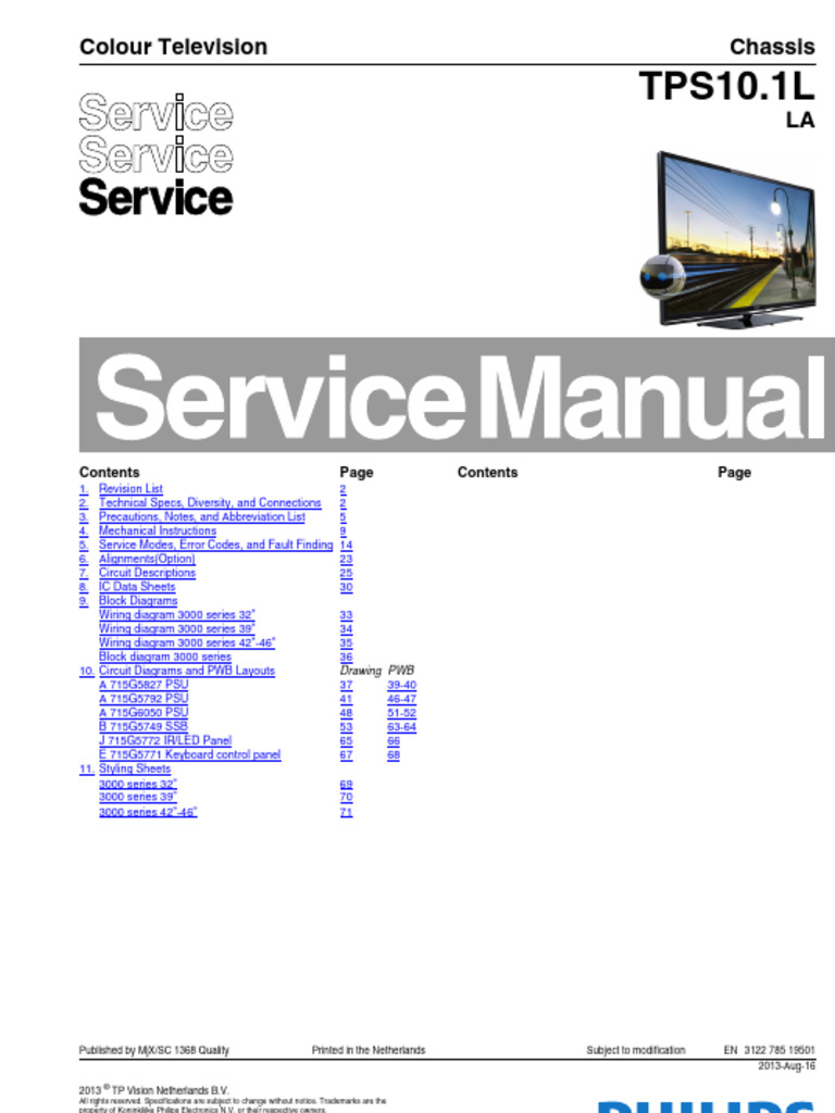 Philips 3000 Series TV Technical Manual | PDF | Hdmi | Television