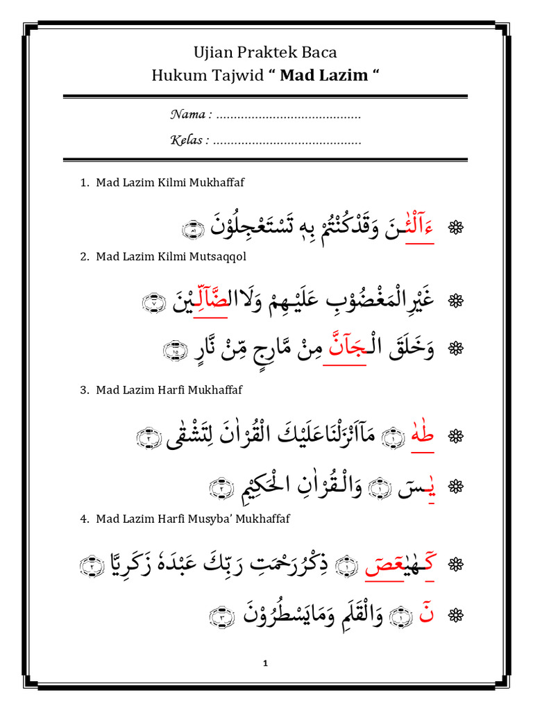 Latihan Mad Lazim | PDF