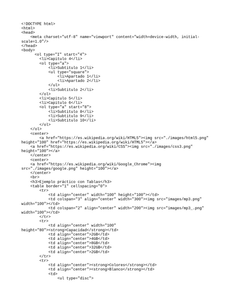 HTML Document Structure Example | PDF