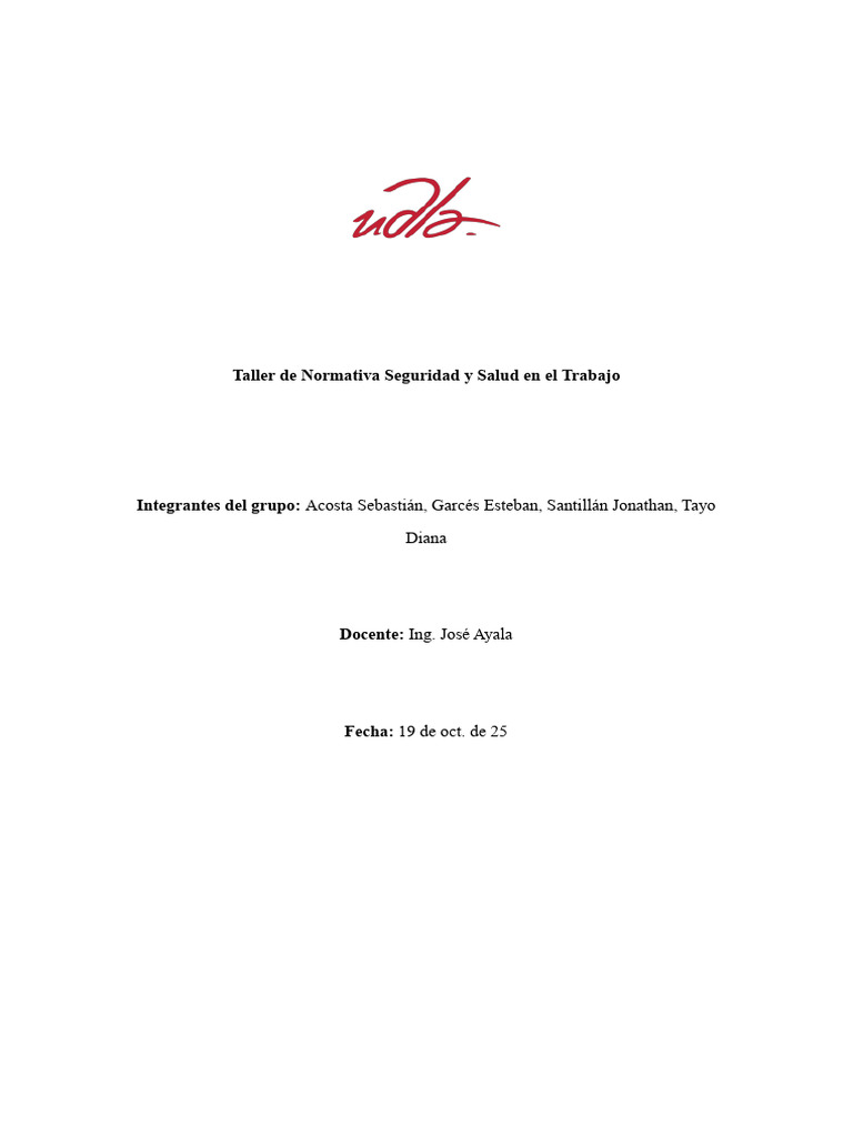Taller sobre Normativa de SST en Ecuador | PDF | Seguridad y salud ...