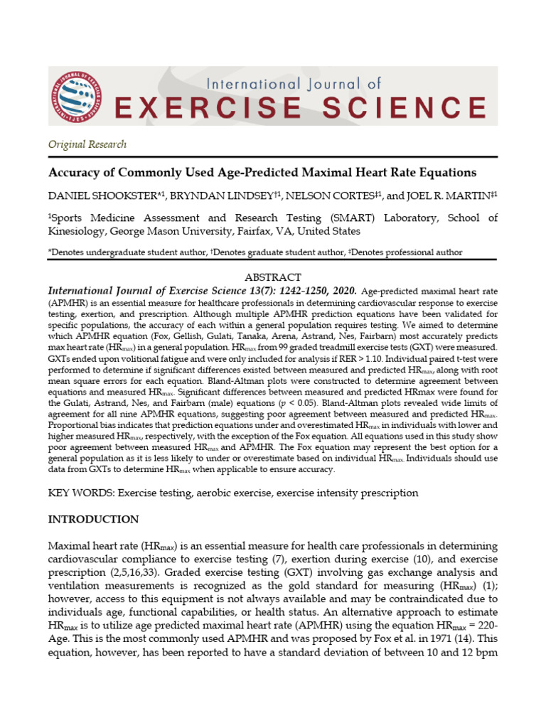 Accuracy of Age-Predicted Max Heart Rate | PDF | Standard Deviation ...