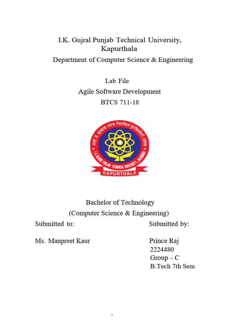Agile Software Development Lab File | PDF