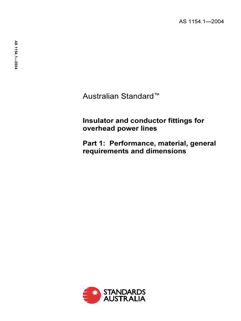 AS 1154.1-2004: Power Line Fittings Standard | PDF | Screw | Insulator ...