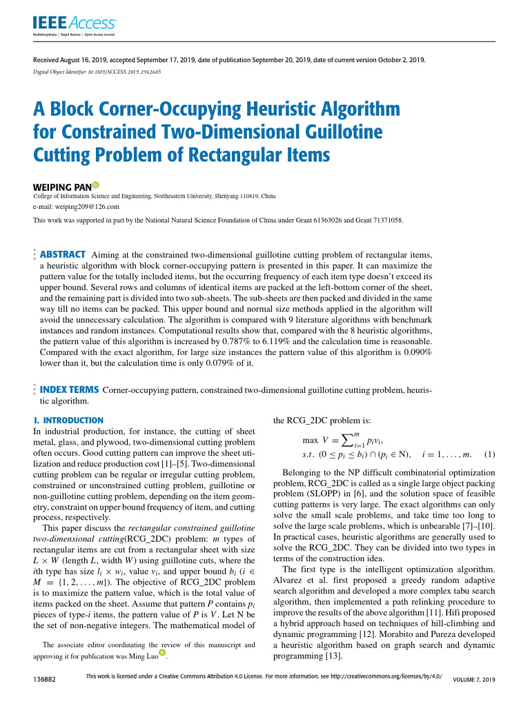4-A Block Corner-Occupying Heuristic Algorithm For Constrained Two ...