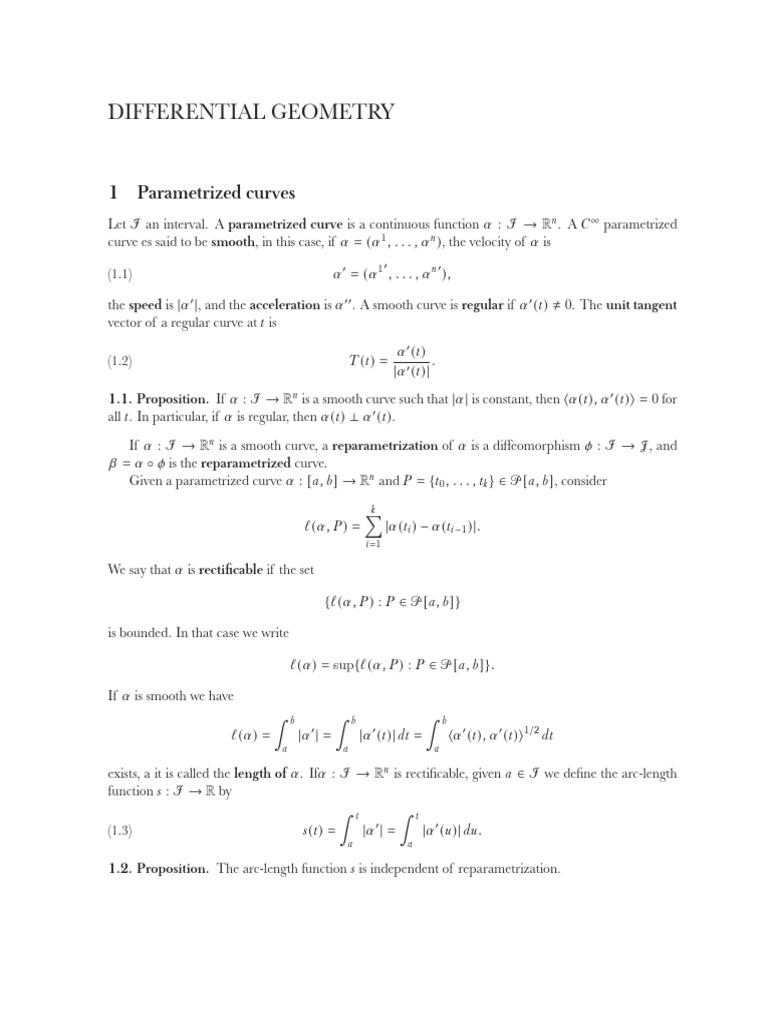 Understanding Parametrized Curves in Geometry | PDF | Curvature | Curve