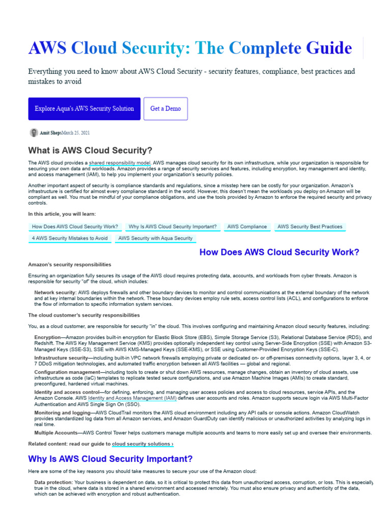 AWS Cloud Security Overview and Best Practices | PDF | Cloud Computing ...