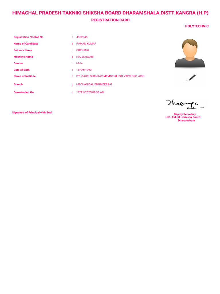 Registration Card | PDF