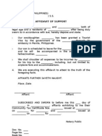 Affidavit of Support - Sample Format