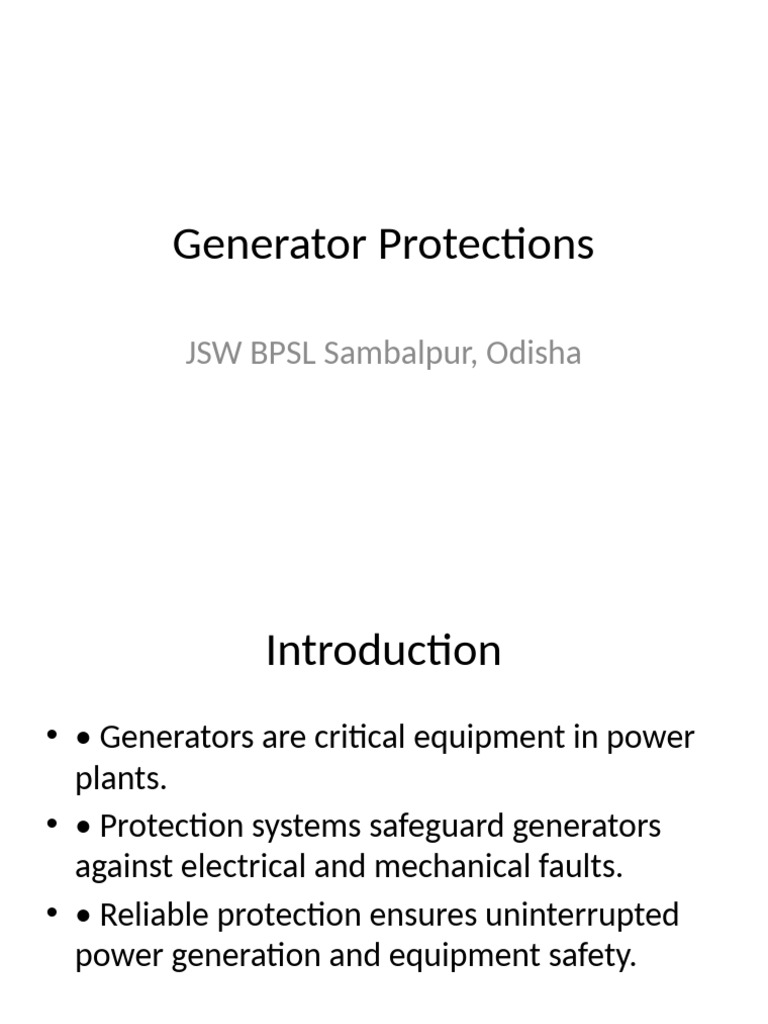 Generator Protection Systems Overview | PDF | Electric Generator | Relay