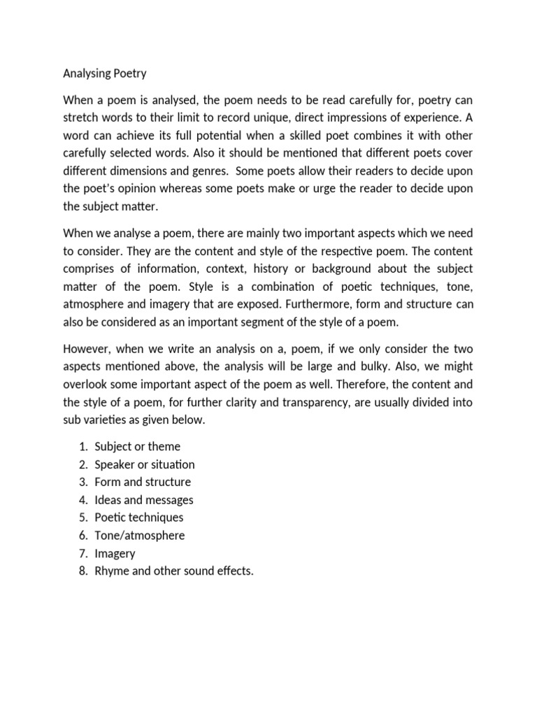 How to Analyze Poetry: Key Aspects | PDF