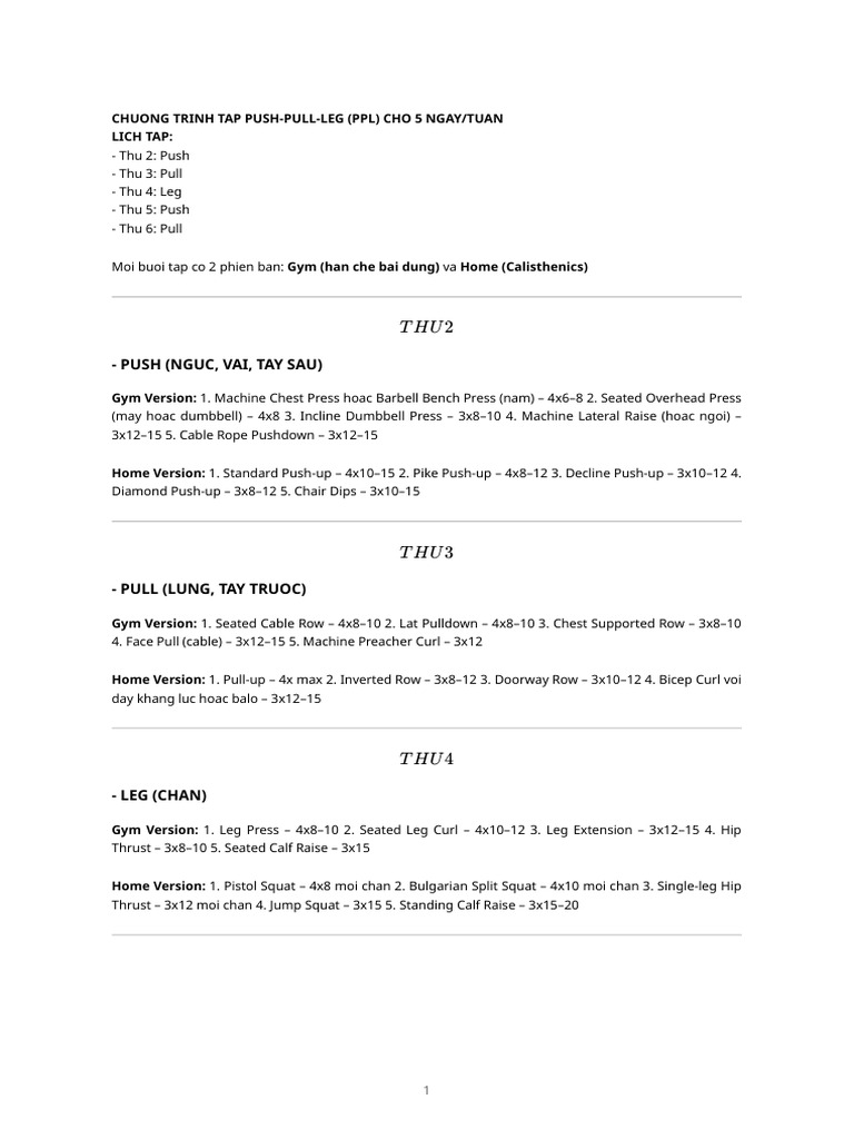 Push Pull Leg Plan | PDF