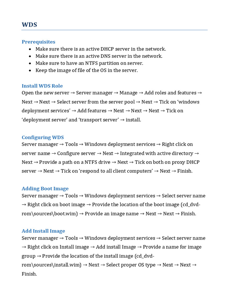 WDS Installation and Configuration Guide | PDF