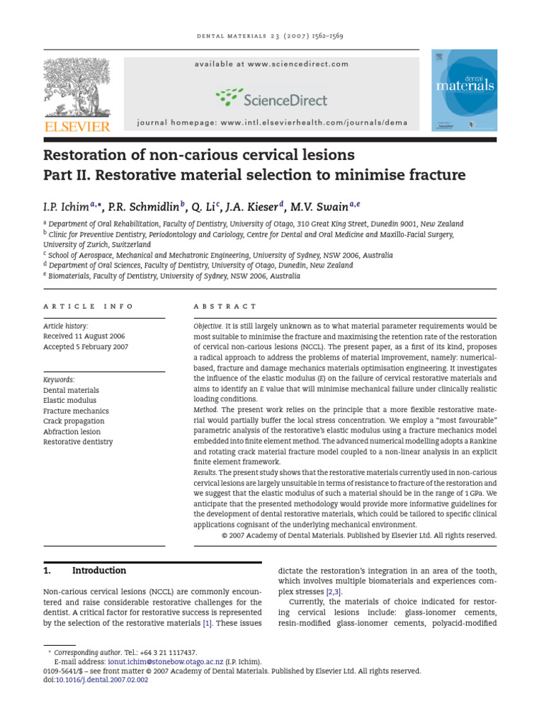 Optimizing Dental Materials for NCCL | PDF | Fracture | Elasticity ...