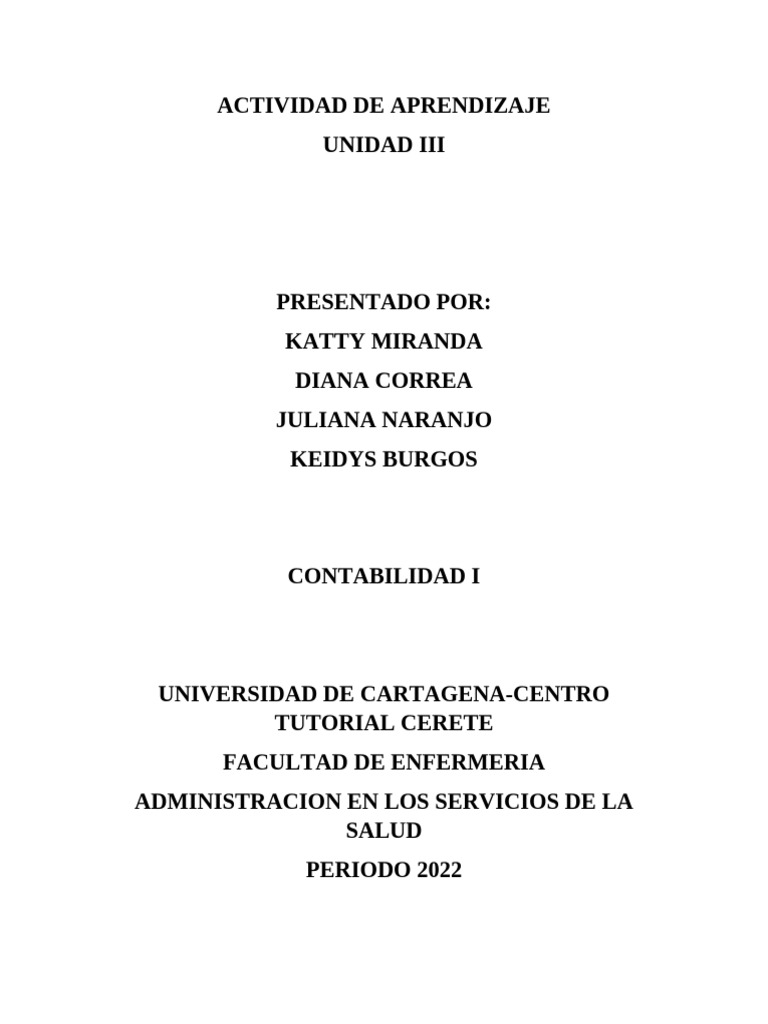 ACTIVIDAD DE APRENDIZAJE Unidad 3 Contabilidad 1 | PDF | Contabilidad ...