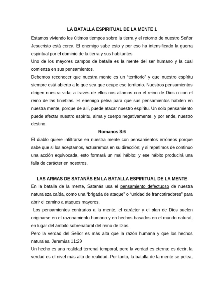 Batalla Espiritual en la Mente Humana | PDF | Verdad | Dios