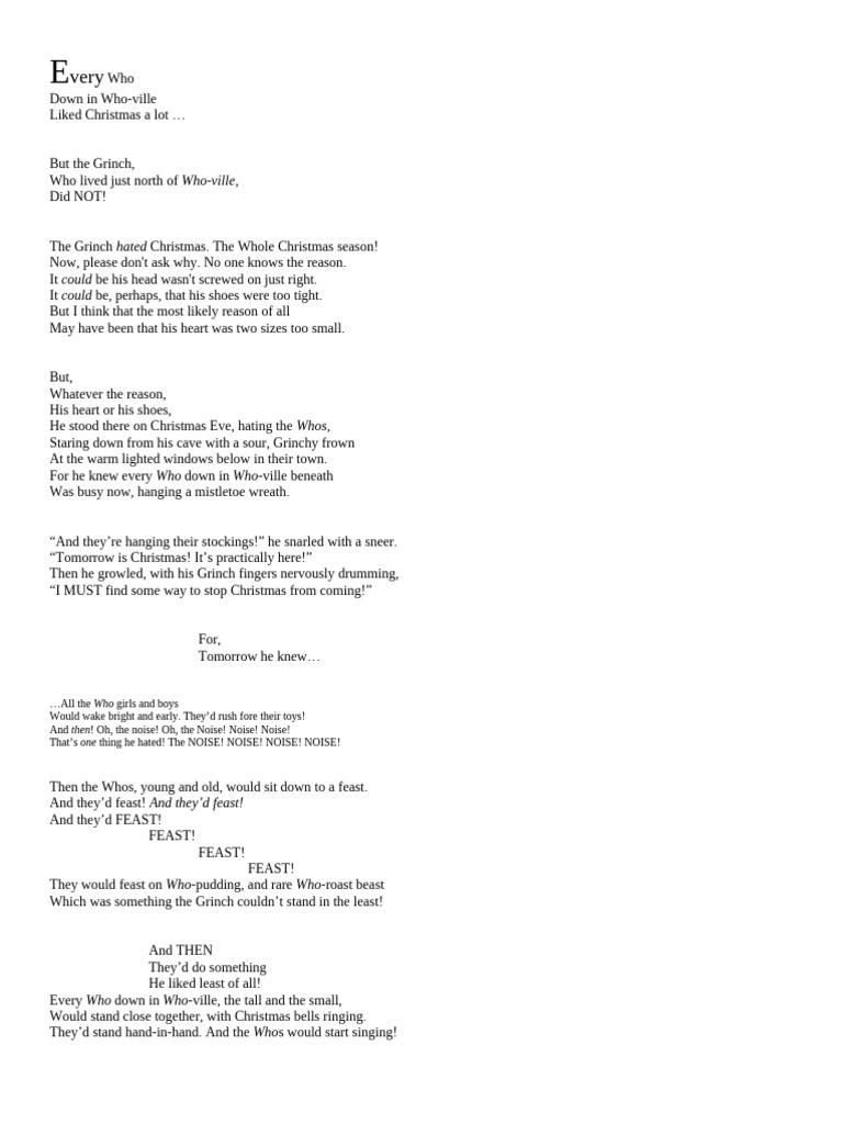 Grinch Words | PDF
