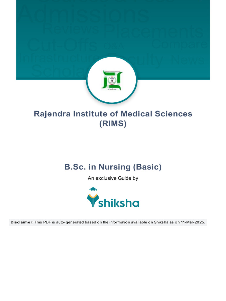 RIMS Ranchi B.Sc. Nursing Guide | PDF | Academia | Educational Stages