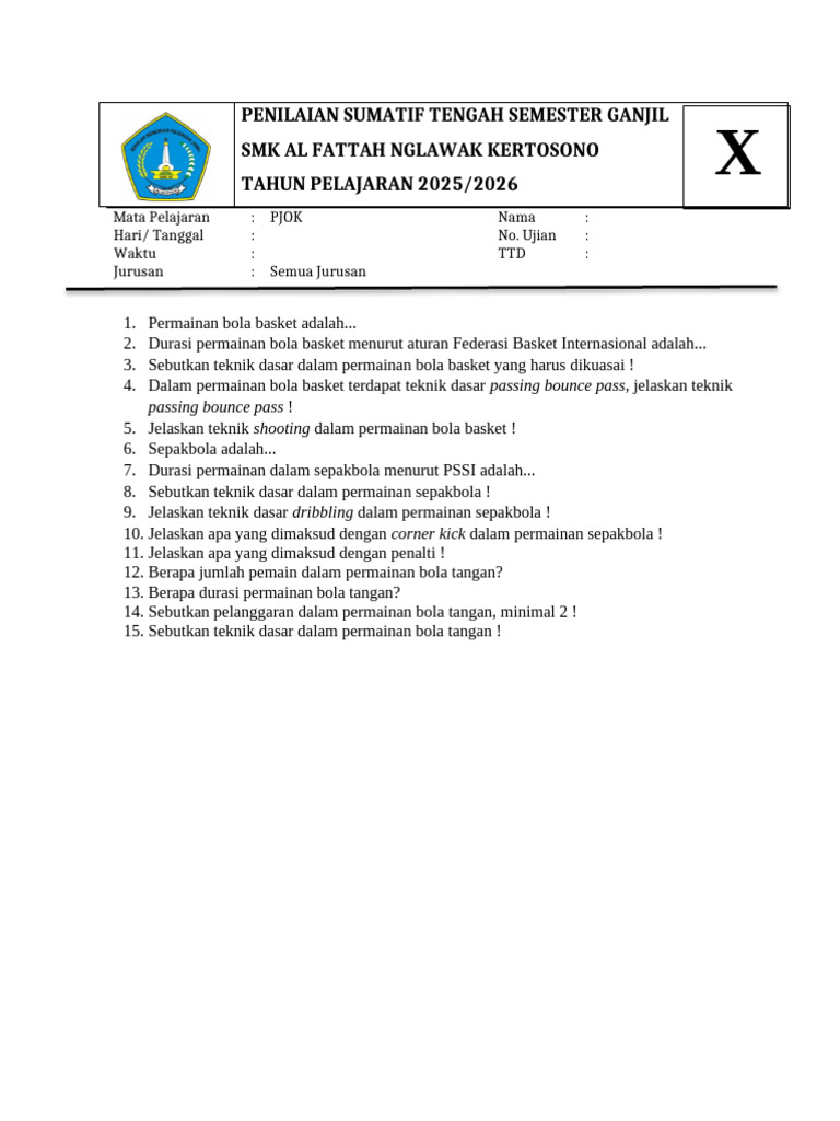 Penilaian Sumatif Tengah Semester | PDF