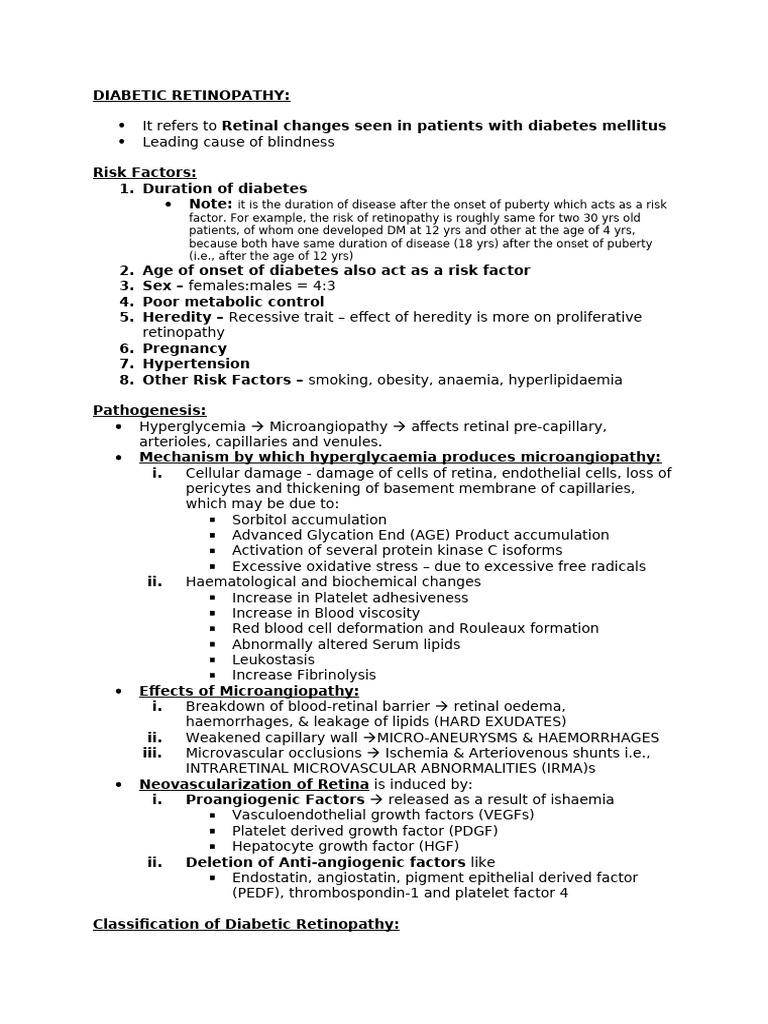 Undergraduate Medical Notes - DISEASES OF RETINA - 1 | PDF | Retina ...