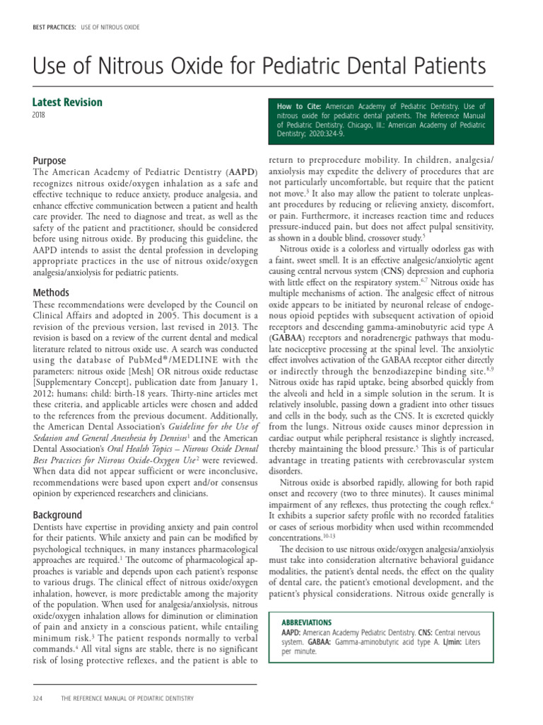 Guideline of Nitrous Oxide and Oxygen in Pediatric Dentistry 2018 | PDF ...