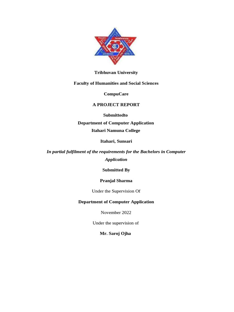 CompuCare Project Report for BCA | PDF | Databases | Software Development